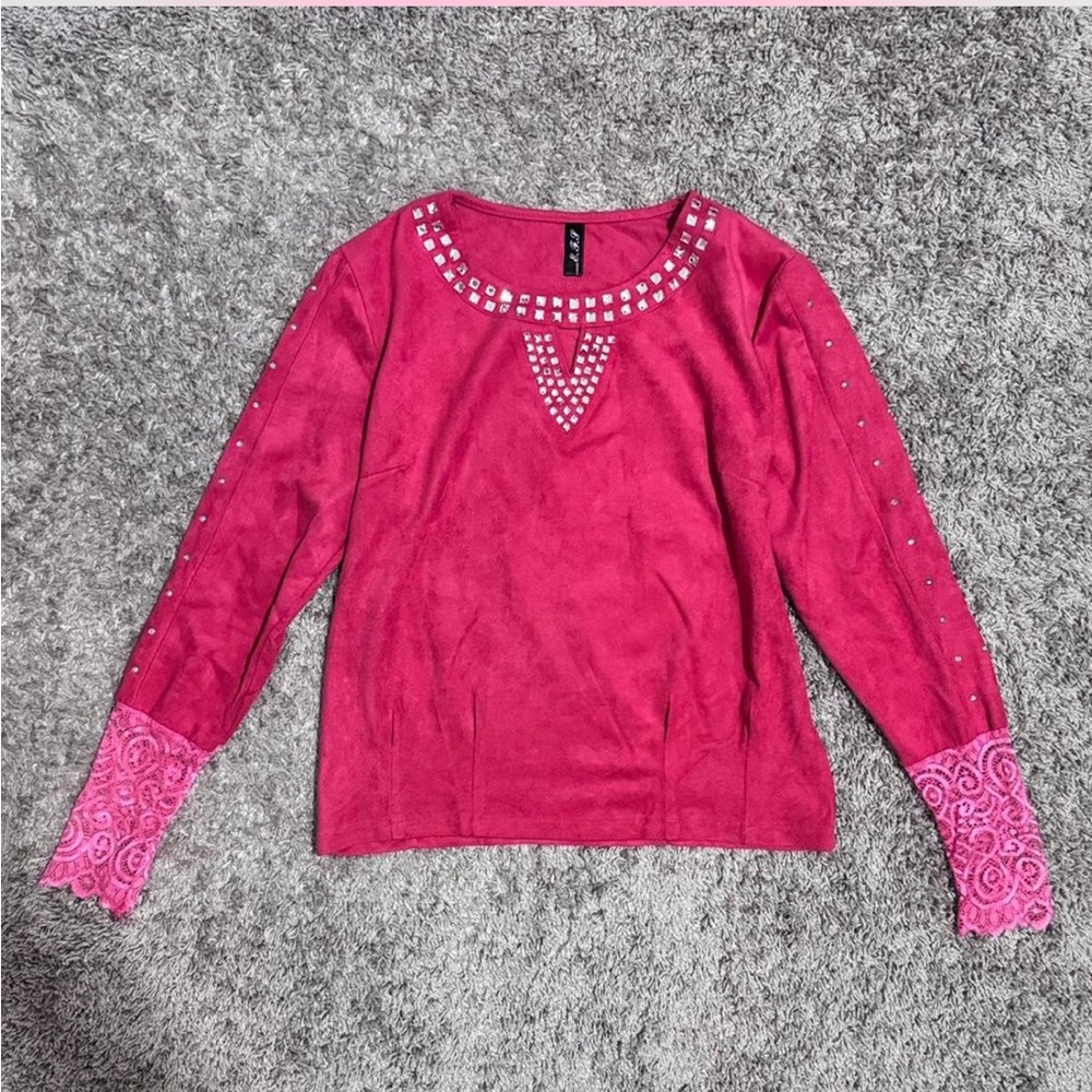 Elegant Pink Embellished Women's Top